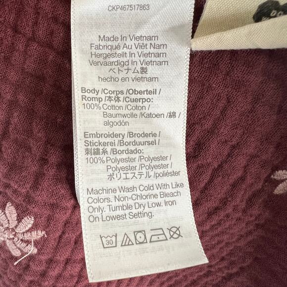 MADEWELL Mulberry Top Floral Crinkled Crew Neck Open Back Drop Shoulder M Medium - Picture 7 of 9